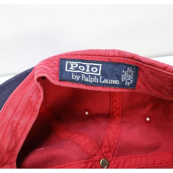 Lot VINTAGE Polo Ralph Lauren Hat Cap Strap Back Red Pony White Script Blue Logo - Picture 6 of 10